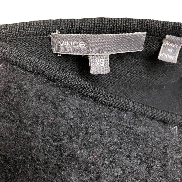 VINCE Wool Marl Knit Open Front Sweater in Black - Picture 6 of 7